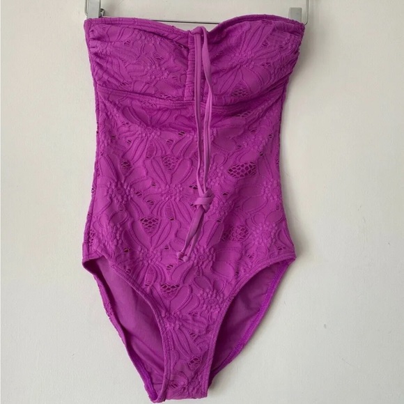 next Other - Next Purple Broderie Anglaise Layered Bandeau Swimsuit 8, 10